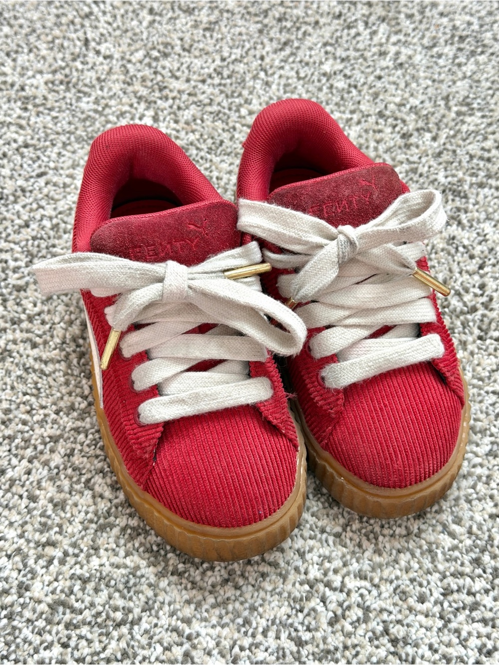 Puma Fenty Creeper Kids Boys Girls Unisex Red White Corduroy Sneakers Sport Shoe